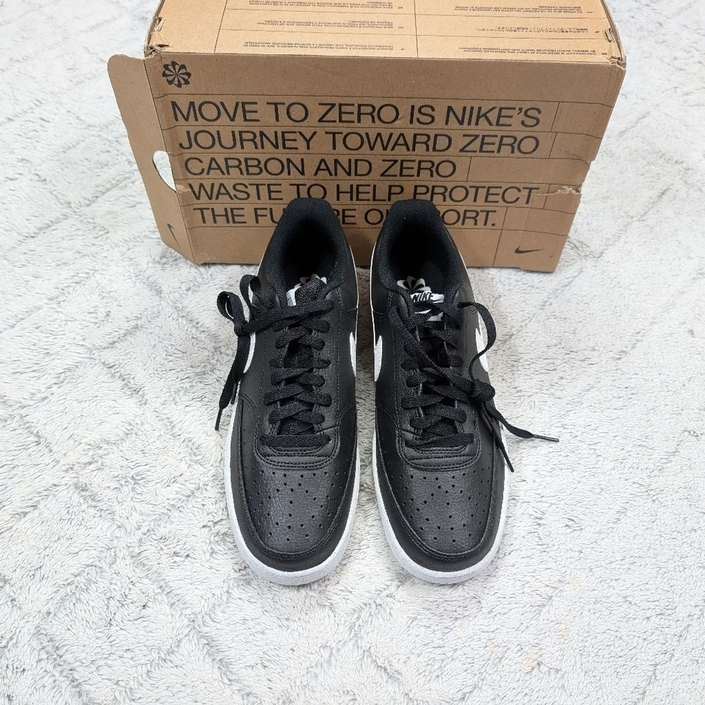 Nike Court Vision Low Next Nature Shoes Black White Mens Size 9 DH2987-001 NEW